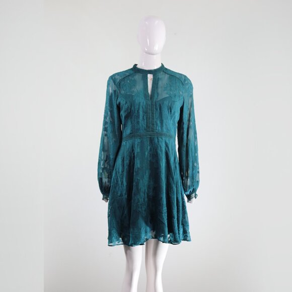 Forever New Teal Dress with Lace Accents Boho Chic - Picture 1 of 6